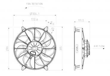 Ø280 mm SPAL Hochleistungslüfter saugend - VA03-AP90/LL-68A